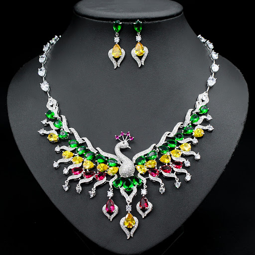 Title 6, Ethnic Style Zircon Peacock Earring Set with Ta...