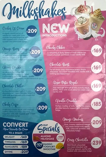 Baskin Robbins menu 