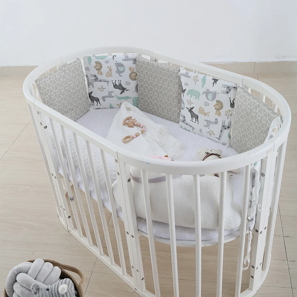 Kit Anti-collision pour Lit Bébé en Coton Protection Circonférence Réduit les Chocs Doux et Sûr pour Bébé Facile à Installer.