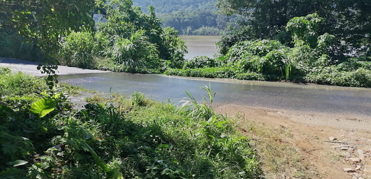 Sewage flowing into the Umzimkhulu River from Ugu district municipality's pump station 7. The river flows to the sea and has been described as an ecological disaster.