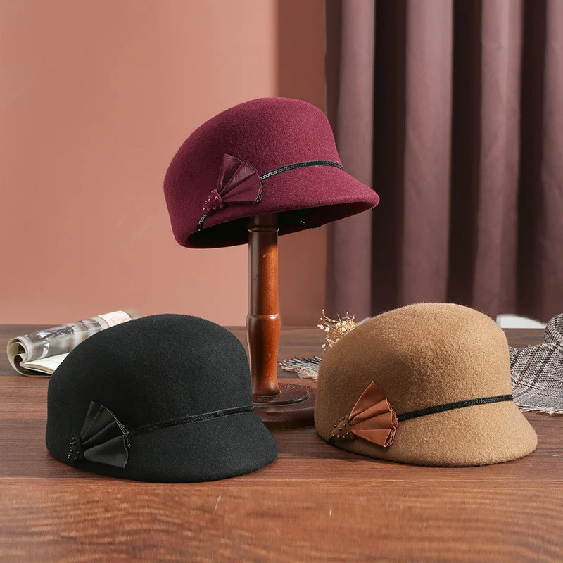 Automne hiver Vintage haut-de-forme femme mode petit chapeau équestre