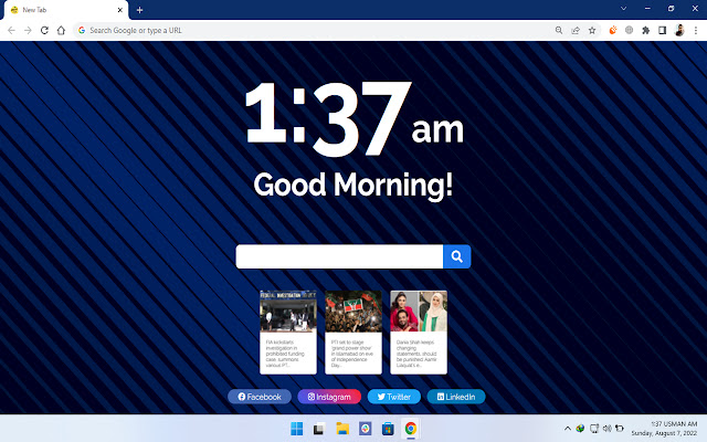 Fresh Tab chrome extension