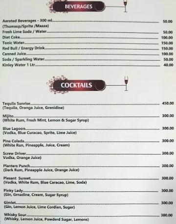 Fiesta - Celebrations Resort menu 