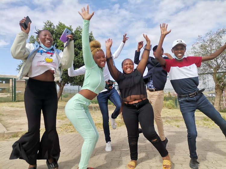 Matrics at E Z Kabane High School in Kwamagxaki dance for joy after receiving their results. The school recorded a 61% pass rate