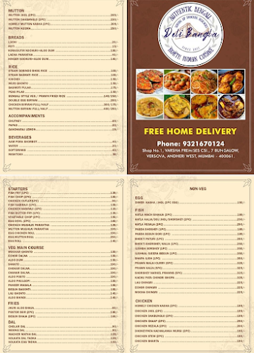 Deli Bangla menu 