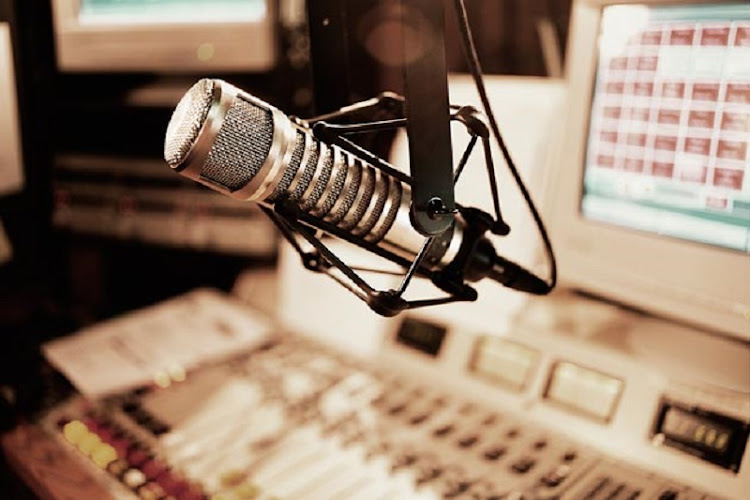 A radio station microphone