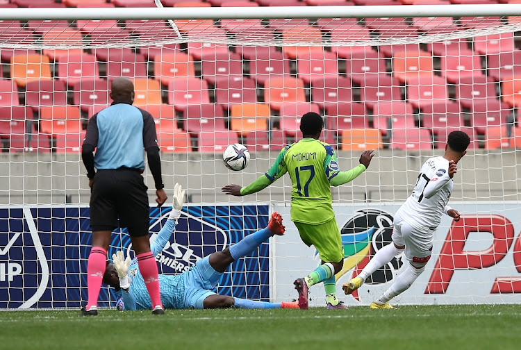 Ronaldo Maarman scores Chippa United's winner in their DStv Premiership match against Marumo Gallants at Nelson Mandela Bay Stadium in Gqeberha on September 17 2022.