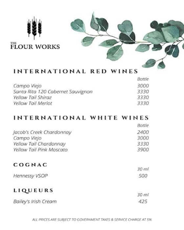 The Flour Works menu 