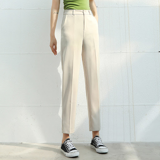 Title 18, High-waisted and loose draping pipe pants for a...