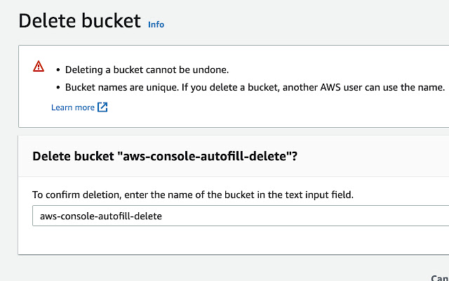 AWS console autofill delete chrome extension