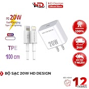 Bộ Củ Cap Sạc 20W Cho Ip - Sạc Nhanh - Ổn Định - An Toàn Cho Điện Thoại - Chính Hãng Hd Design