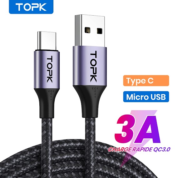 Cáp Sạc Nhanh Topk An10 3A Qc3.0 1M Cổng Micro Usb Type C