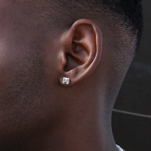 Title 3, S925 Sterling Silver Square Diamond Stud Earrin...