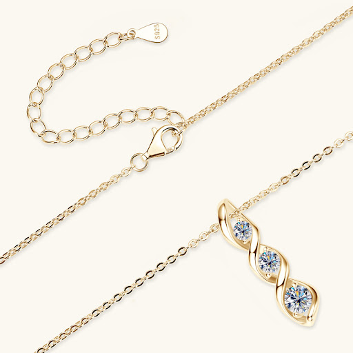 Title 5, Sterling Silver Diamond Pendant Necklace Elegan...