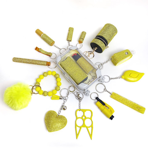 Title 1, 16 Pcs Lemon Yellow Keychain Set Fixed Suit for...