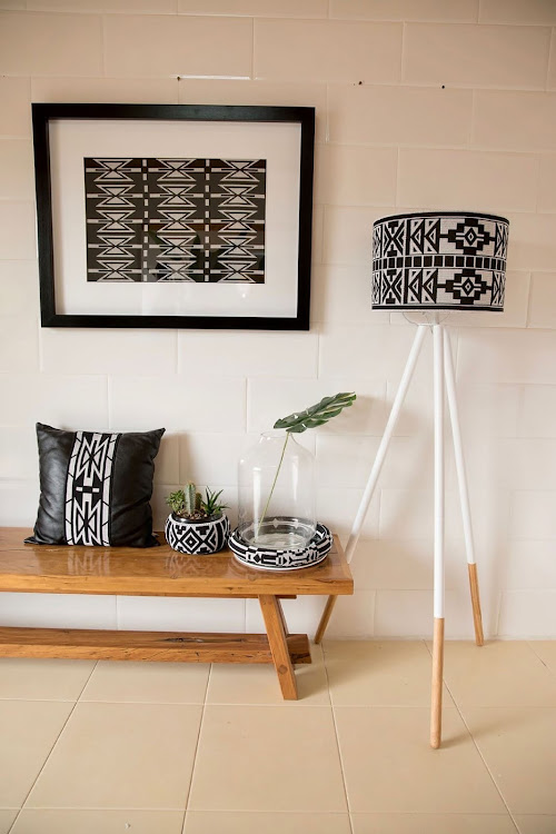 Monochrome inspired beaded home wear accessories created by Ntozinhle Lifestyle.