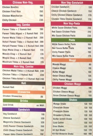 Dum Biryani menu 