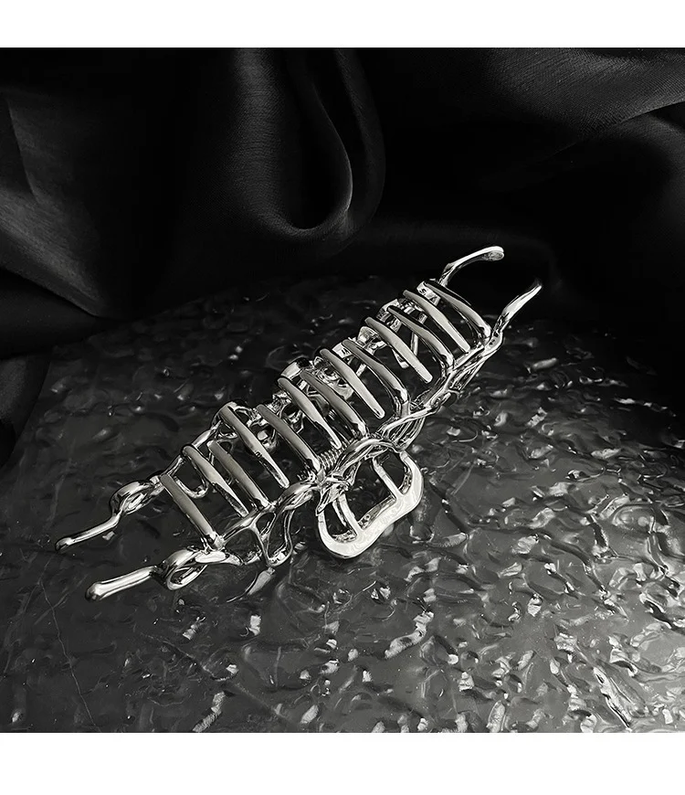 Barrettes Métal Liquide Irrégulier Design de Niche pour Femmes, Pince Requin, Accessoire Cheveux Tendance et Élégant, Originalité