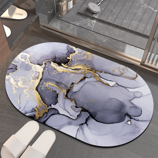 Title 3, Anti Slip Water Absorbing Oval Toilet Mat. Prov...