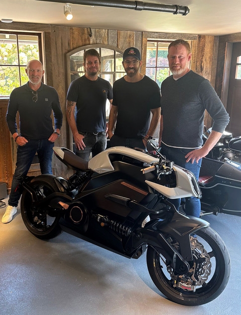 Actor Ryan Reynolds (third from left) with the Arc Motorcycles team.