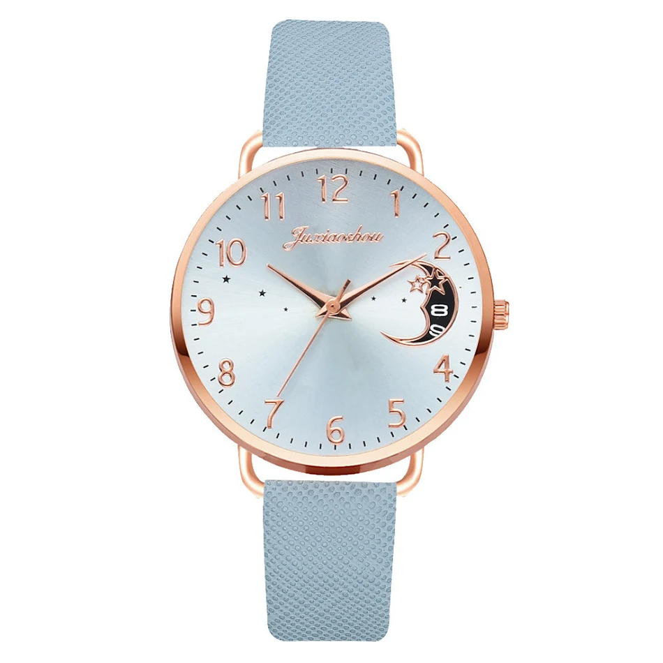 Relógio Quartzo Feminino Personalidade Pulseira PU com Mostrador Estampado e Calendário. Elegância e funcionalidade para você.