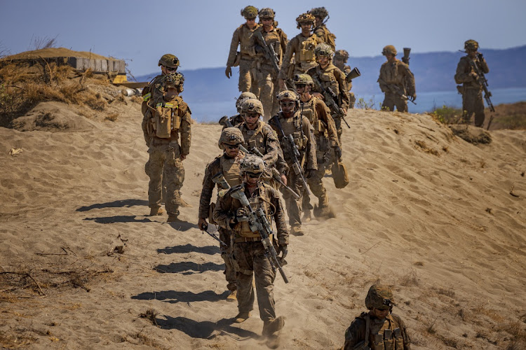 US troops take part in a counter landing live fire exercise as part of US-Philippines joint military exercises on May 06, 2024 in Laoag, Ilocos Norte province, Philippines.