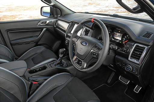 The interior of the Ford Ranger Raptor.