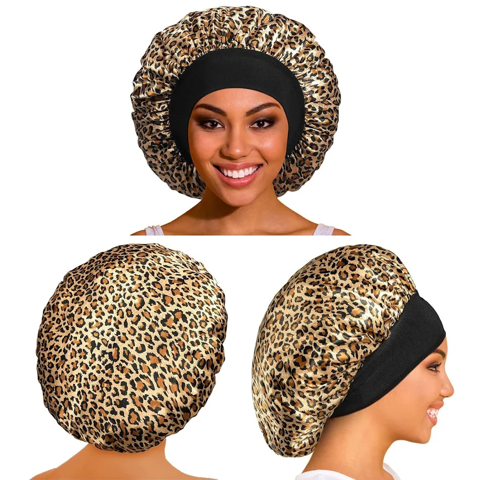 Touca de banho com estampa de leopardo Quimioterapia com estampa feminina Chapéu