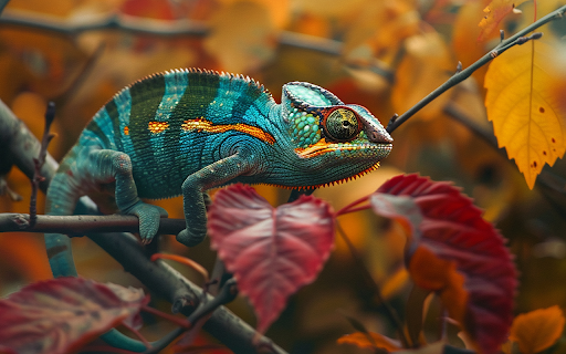 beautiful chameleon clinging to tree branch in nature Preview 1
