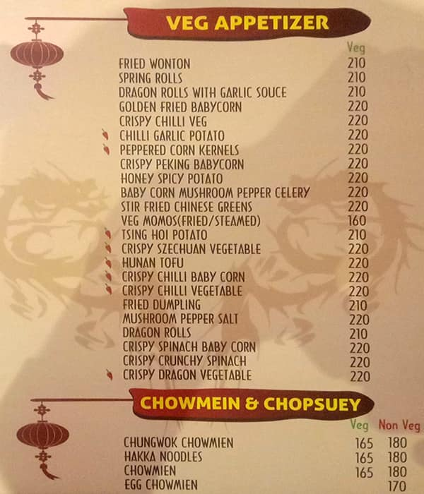 Chungwok menu 