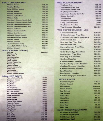 Real Lemon Tree Restaurant menu 