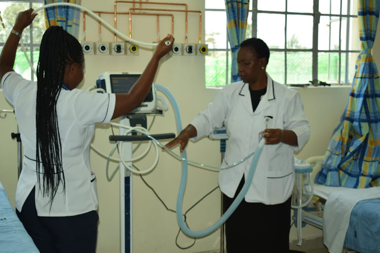 Trained nurses at Mbagathi County hospital demonstrates how the machines work in readiness for coronavirus cases on March 6,2020.