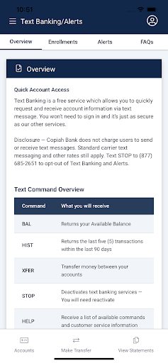 Screenshot Copiah Bank Mobile Banking