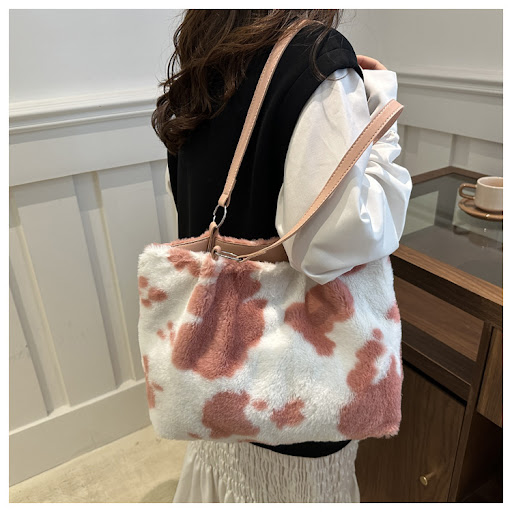 Title 5, Large Capacity Faux Fur Shoulder Tote Bag, styl...