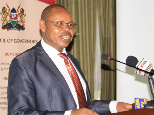 Defence PS Saitoti Torome speaks at an event in Nairobi on March 23, 2017. /JOSEPH NDUNDA