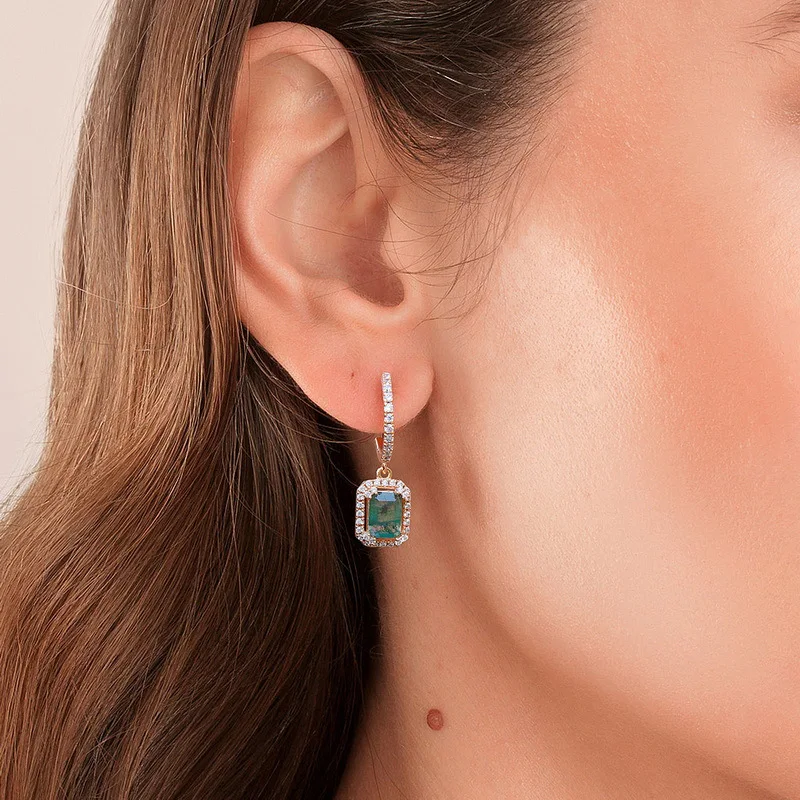 Boucles d'oreilles Agate Plante Aquatique