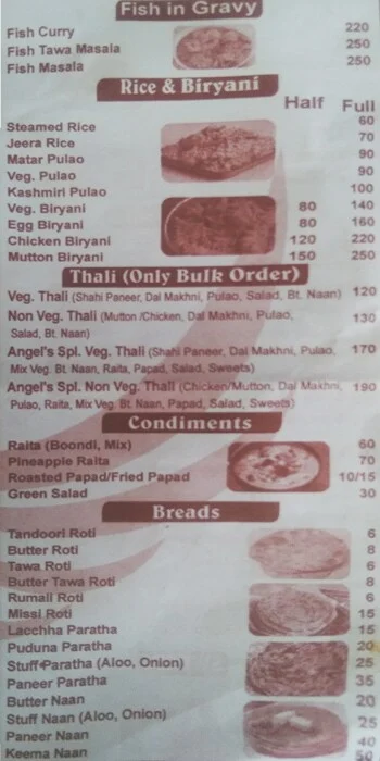 Angels Kitchen menu 