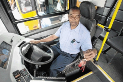 behind the wheel: Daniel Ntimene from Lenasia has been driving Putco buses since 1982. He is one of the drivers who transport congregants to Moria during the Easter weekend Photo: Veli Nhlapo