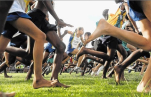 Young runners set off on the South African school cross-country championships last year. The Border cross-country champs will be held at Beacon Bay Country Club tomorrow Picture: SIBONGILE NGALWA