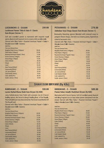 Kandozz Biryani menu 