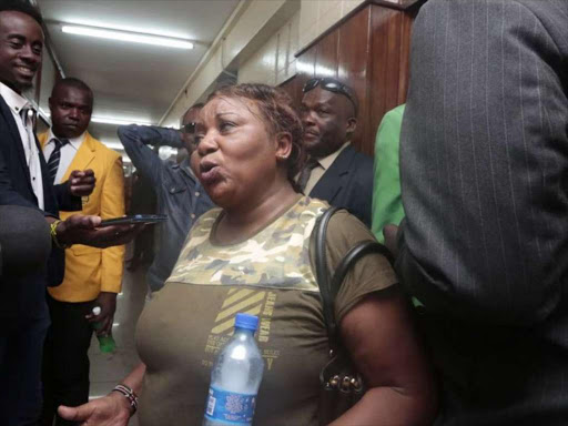 Nominated MCA Mary Njambi speaks to journalists when her colleagues attempted to eject speaker Beatrice Elachi from her office on September 10, 2018. /FILE