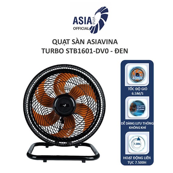 Asia) Quạt Sàn Asia Turbo 6 Cánh 80W - Bán Công Nghiệp - Hàng Chính Hãng Dùng Cho Không Gian Rộng, Nhà Hàng, Quán Ăn, Hội Trường, Phòng Họp