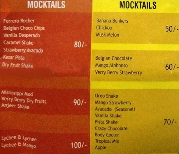 Think Juice menu 