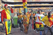 colourful: Ghana fans celebrate. Pic. Bathini Mbatha. 19/06/2010. © Sowetan.