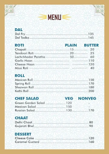 Dawat -E- Dastarkhawan menu 