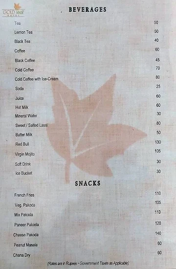 Gold Leaf menu 