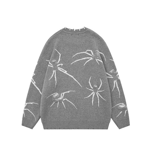Title 8, American Street Ripped Sweater with Spider Dama...