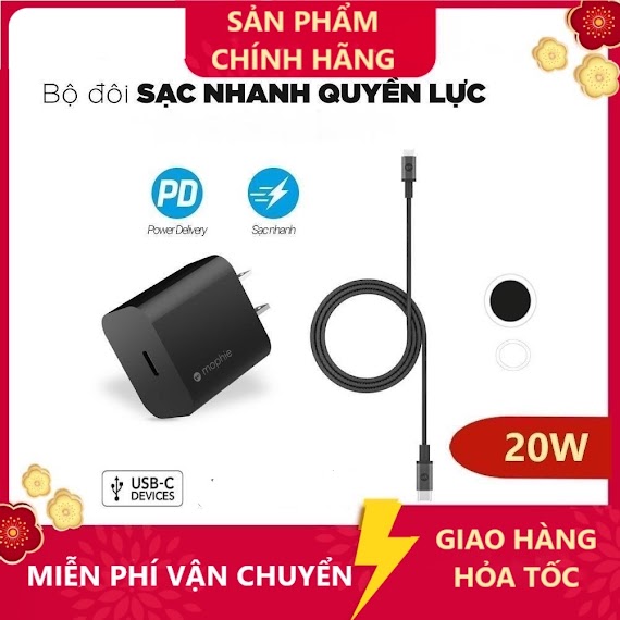 [ 20W / 30W ] Combo - Cốc Sạc Nhanh Mophie Power Delivery 20W / Cốc Sạc Gan 30 W Có Mfi ( Có Bán Lẻ Củ Sạc Và Dây Sạc )