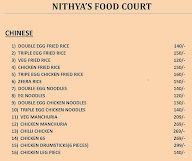 Nithya's Food Court menu 2