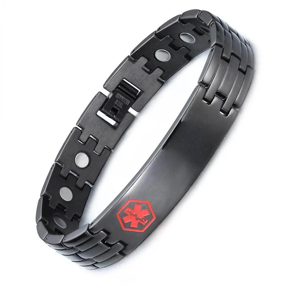 Gepersonaliseerde Titanium Stalen Magnetische Armband met Patroon Verbeterd Welzijn Verlicht Pijn en Stress Uniek en Stijlvol Design.